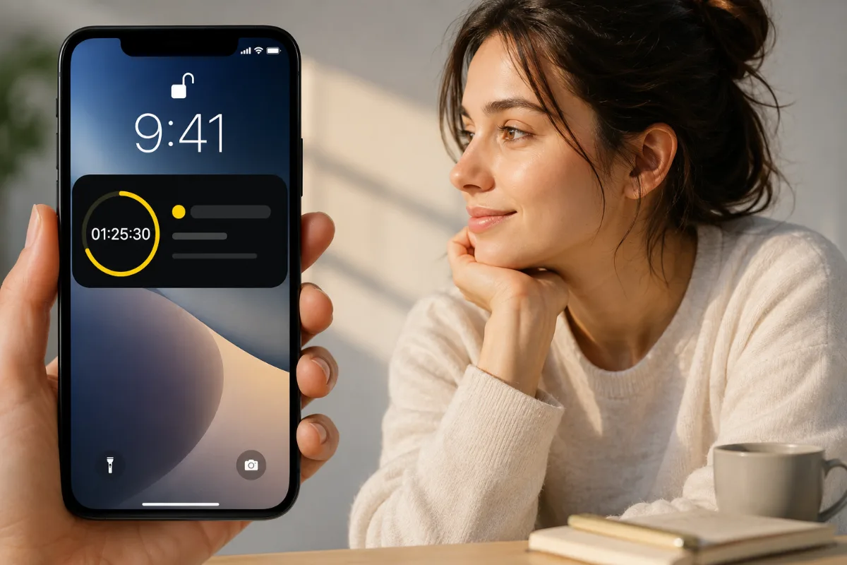 Cuenta regresiva de una tarea en la pantalla bloqueada del iPhone